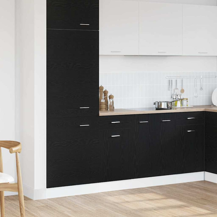 vidaXL Hangkast met lade Zwart Eiken 40 x 46 x 81,5 cm Bewerkt hout afbeelding 1