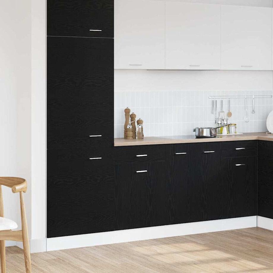 vidaXL Hangkast met lade Zwart Eiken 50 x 46 x 81,5 cm Bewerkt hout afbeelding 1