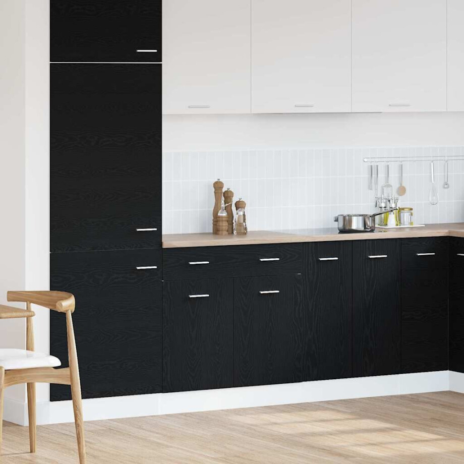 vidaXL Hangkast met lade Zwart Eiken 80 x 31 x 81,5 cm Bewerkt hout afbeelding 1