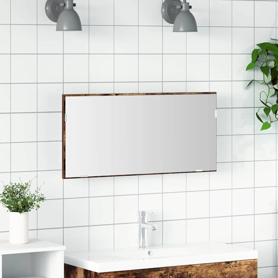 vidaXL Spiegel Wandgemonteerd Bruin 80 x 37 cm Glas en Engineered Hout vidaXL Spiegel Wandgemonteerd Bruin 80 x 37 cm Glas en Engineered Hout afbeelding 1
