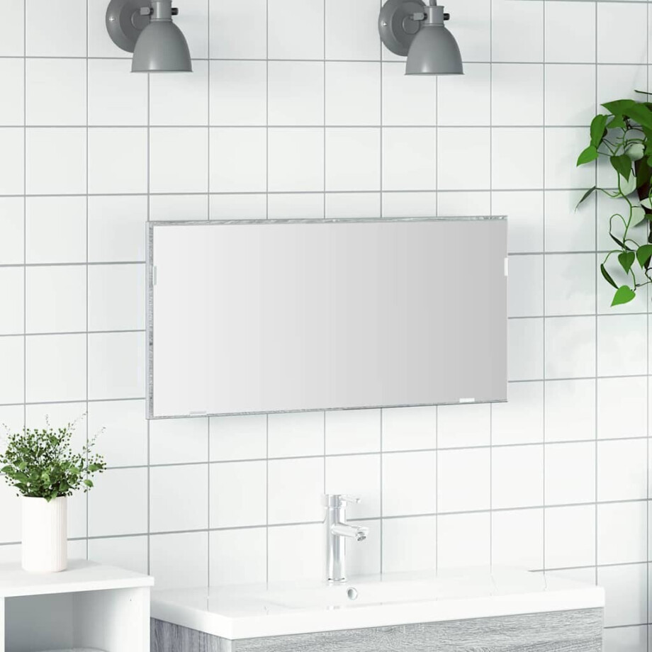 vidaXL Spiegel Hooggrijs Sonoma 80 x 37 cm Glas en Engineered Hout vidaXL Spiegel Hooggrijs Sonoma 80 x 37 cm Glas en Engineered Hout afbeelding 1