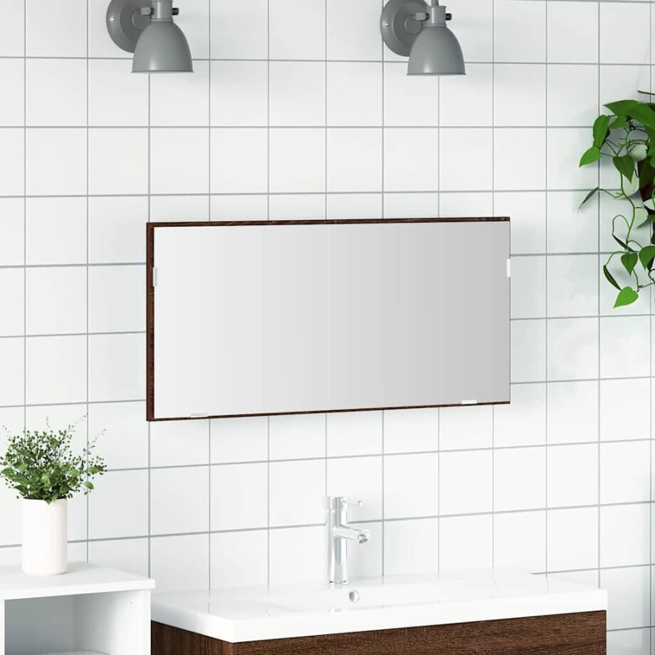 vidaXL Spiegel bruin eikenkleur 80 x 37 cm Glas en Engineered Hout vidaXL Spiegel bruin eikenkleur 80 x 37 cm Glas en Engineered Hout afbeelding 1