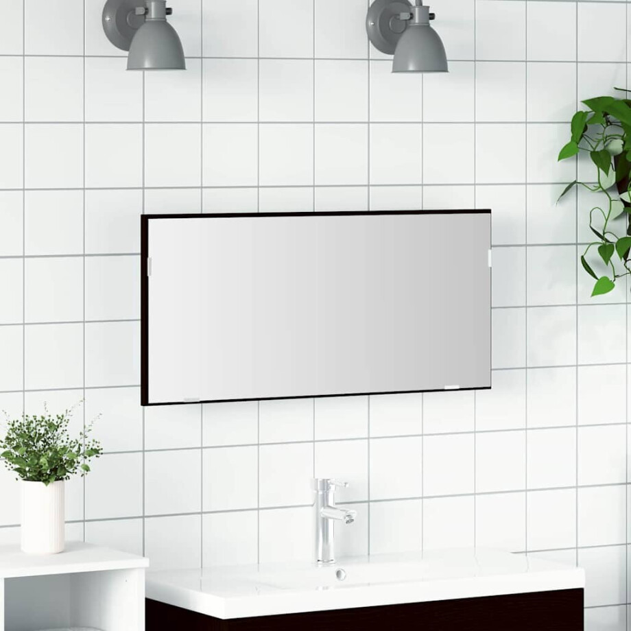 vidaXL Spiegel Zwart eiken 80 x 37 cm Glas en Engineered Hout vidaXL Spiegel Zwart eiken 80 x 37 cm Glas en Engineered Hout afbeelding 1