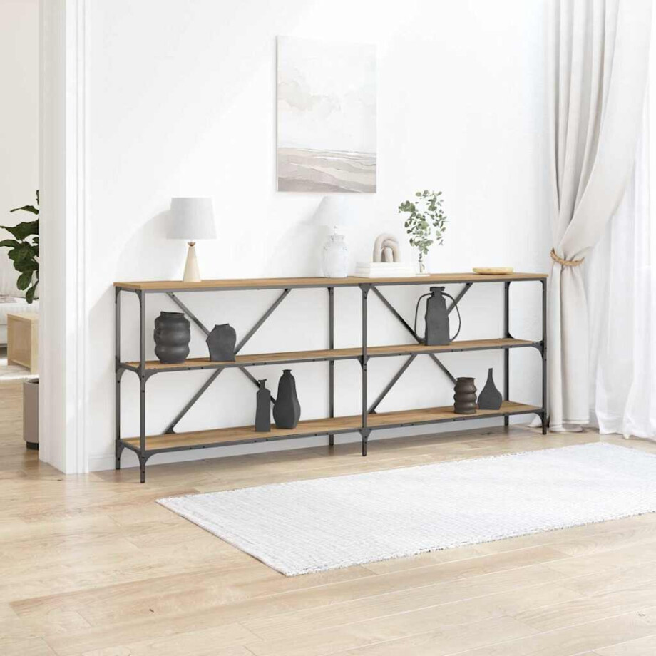 vidaXL Wandtafel Ambachtelijk eiken 200 x 30 x 75 cm Bewerkt hout vidaXL Wandtafel Ambachtelijk eiken 200 x 30 x 75 cm Bewerkt hout afbeelding 1