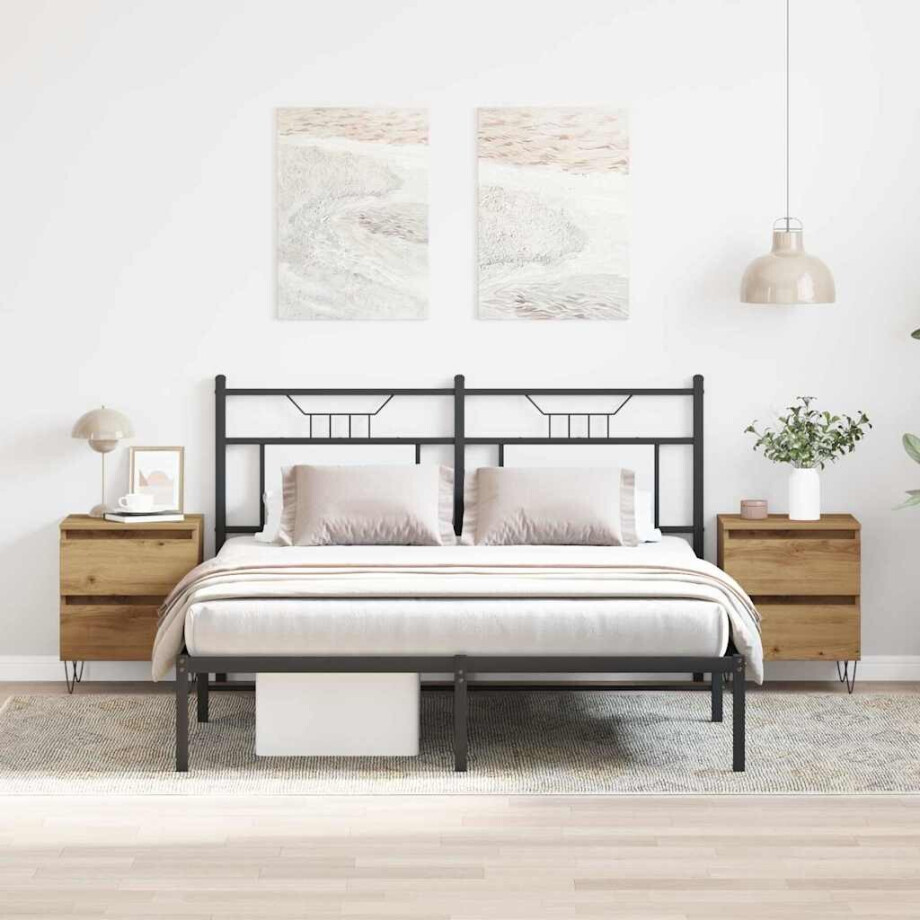 vidaXL Nachtkastje 2 pcs artisanaal eikenkleurig 40 x 35 x 50 cm afbeelding 1