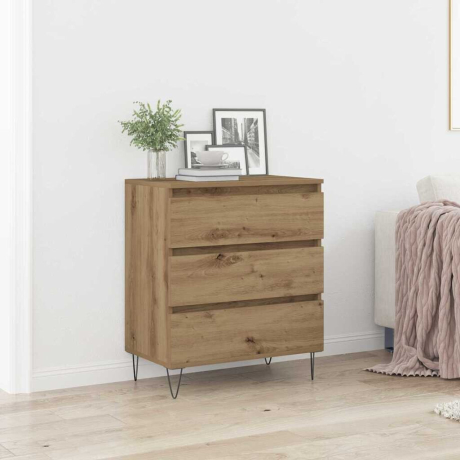 vidaXL Dressoir met lade Artisan Eiken 60 x 35 x 70 cm Bewerkt hout vidaXL Dressoir met lade Artisan Eiken 60 x 35 x 70 cm Bewerkt hout afbeelding 1