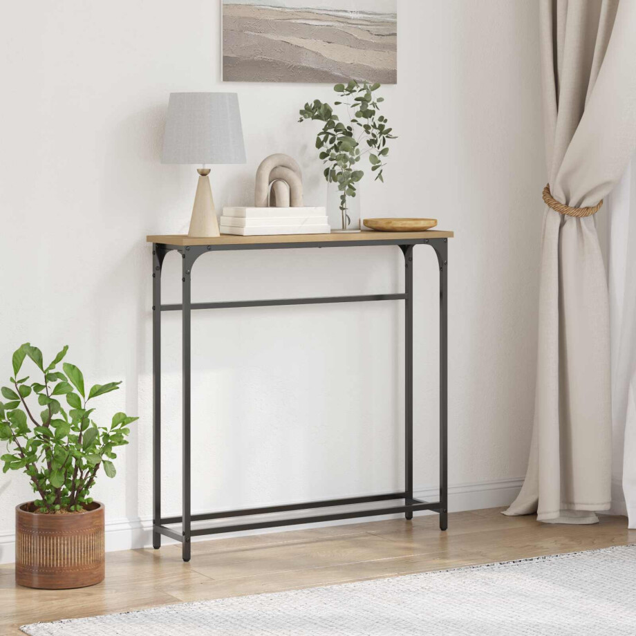 vidaXL Wandtafel Artisan Eiken 75 x 19,5 x 75 cm Bewerkt hout vidaXL Wandtafel Artisan Eiken 75 x 19,5 x 75 cm Bewerkt hout afbeelding 1