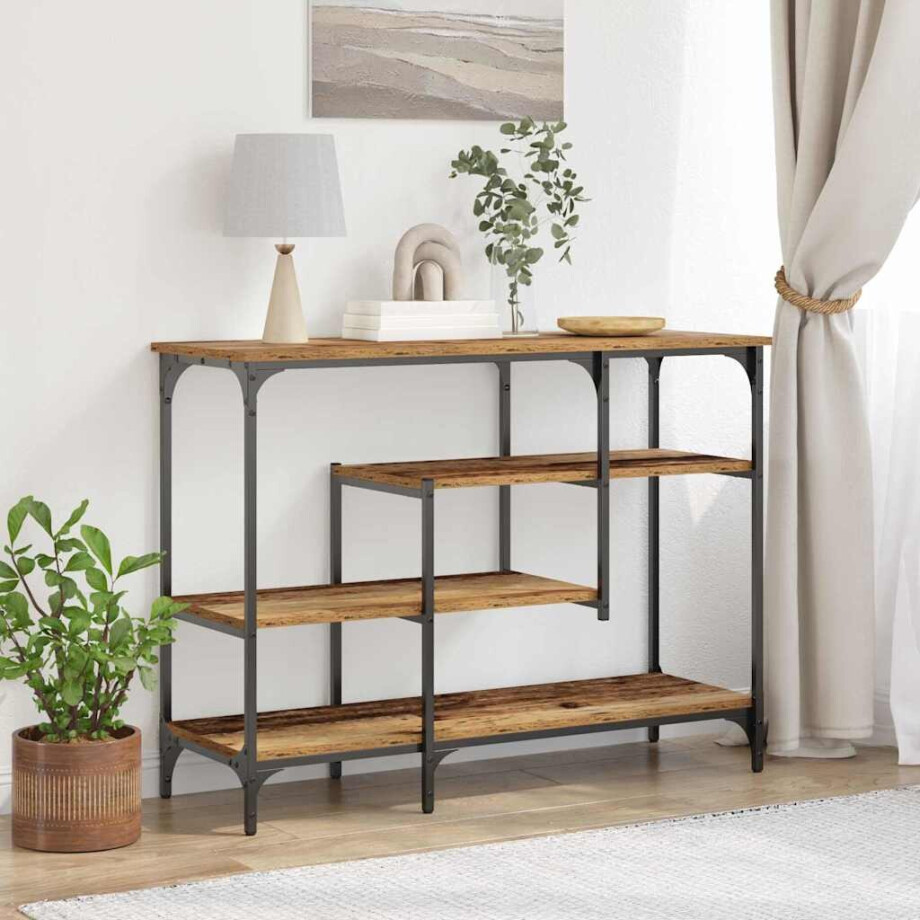 vidaXL Console Tafel Oud hout 100 x 35 x 75 cm Gelaagd hout en metaal afbeelding 1