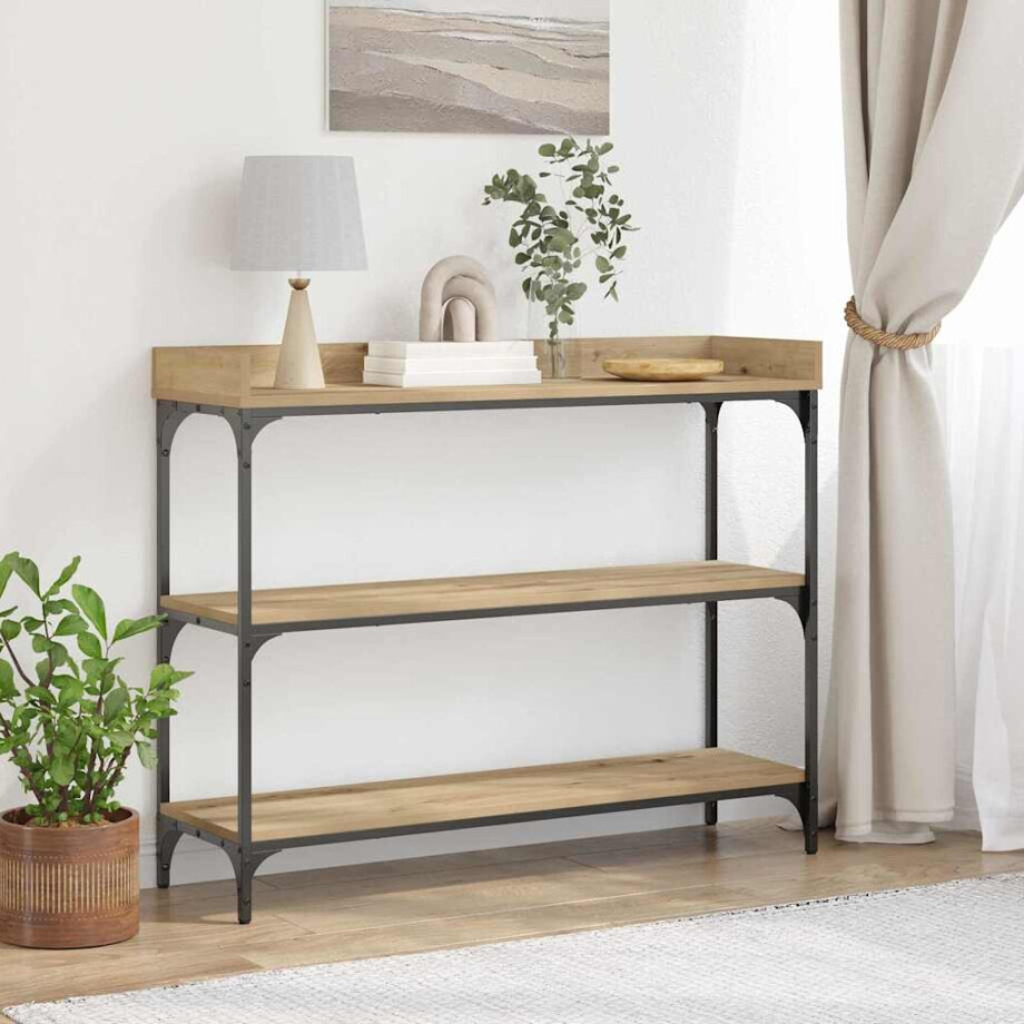 vidaXL Console Tafel artisanaal eikenkleurig 100 x 30 x 80 cm afbeelding 1