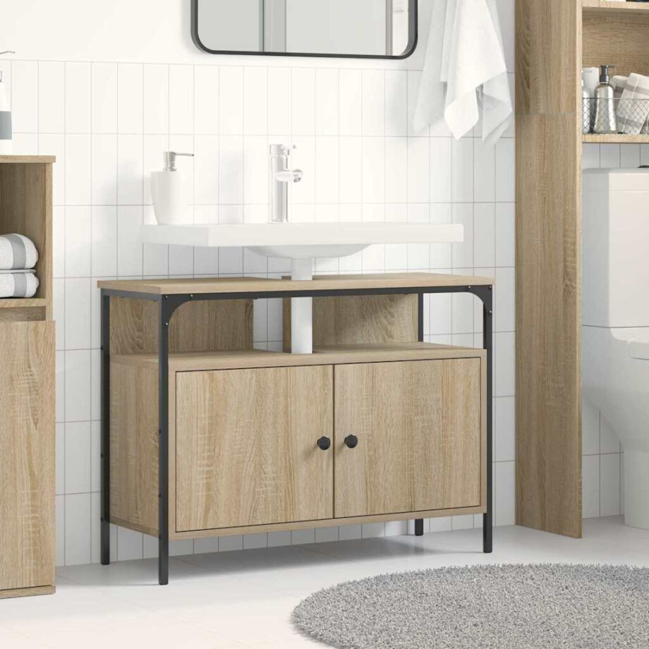 vidaXL Badkamertenk te kast Bruin 80 x 30 x 60 cm Bewerkt hout vidaXL Badkamertenk te kast Bruin 80 x 30 x 60 cm Bewerkt hout afbeelding 1