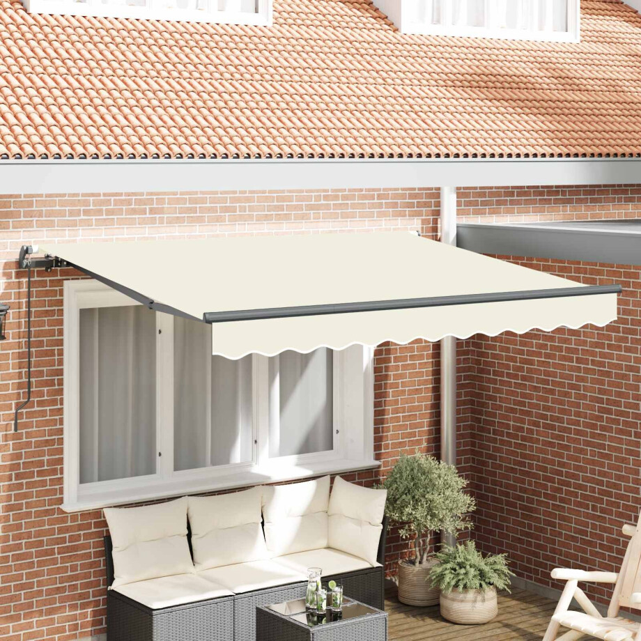vidaXL Inklapbaar Zonnescherm Crème 250 x 200 cm Stof vidaXL Inklapbaar Zonnescherm Crème 250 x 200 cm Stof afbeelding
