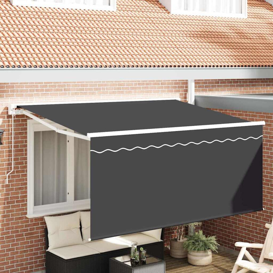 vidaXL Inklapbaar Zonnescherm Gestreept Antraciet 300 x 200 cm Stof afbeelding 1
