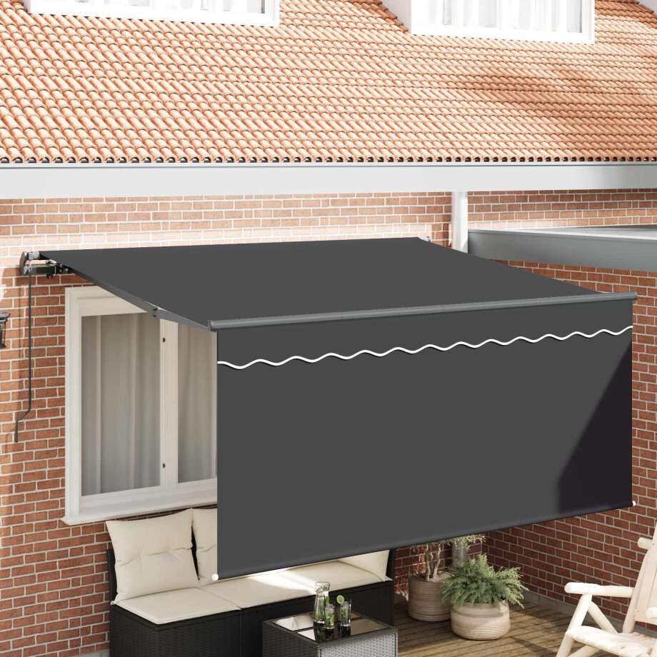 vidaXL Inklapbaar Zonnescherm Gestreept Antraciet 300 x 200 cm Stof afbeelding 1