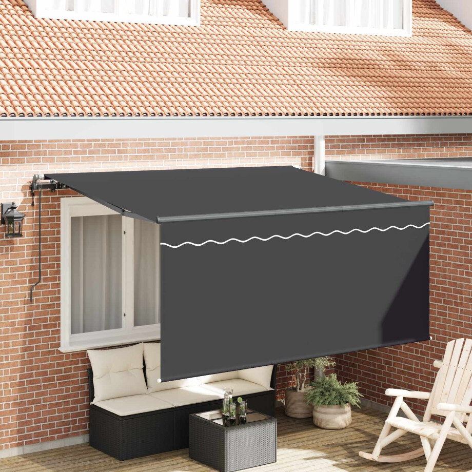 vidaXL Inklapbaar Zonnescherm Gestreept Antraciet 300 x 200 cm Stof afbeelding 1