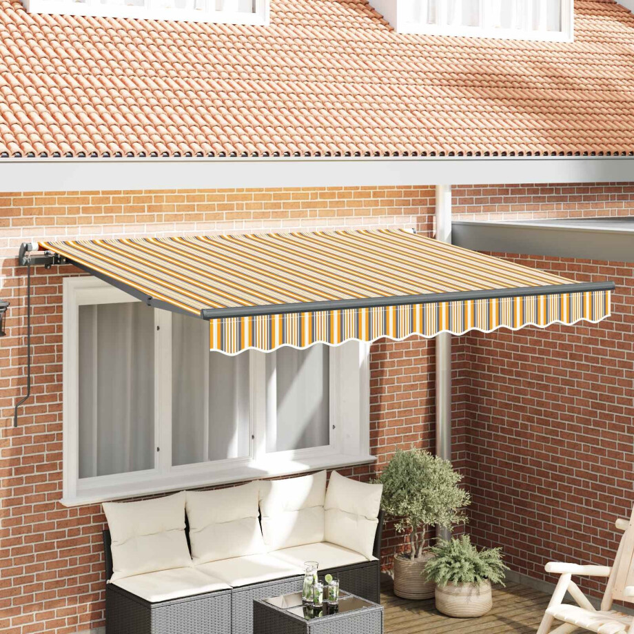 vidaXL Inklapbaar Zonnescherm Geel 300 x 200 cm Stof afbeelding 1