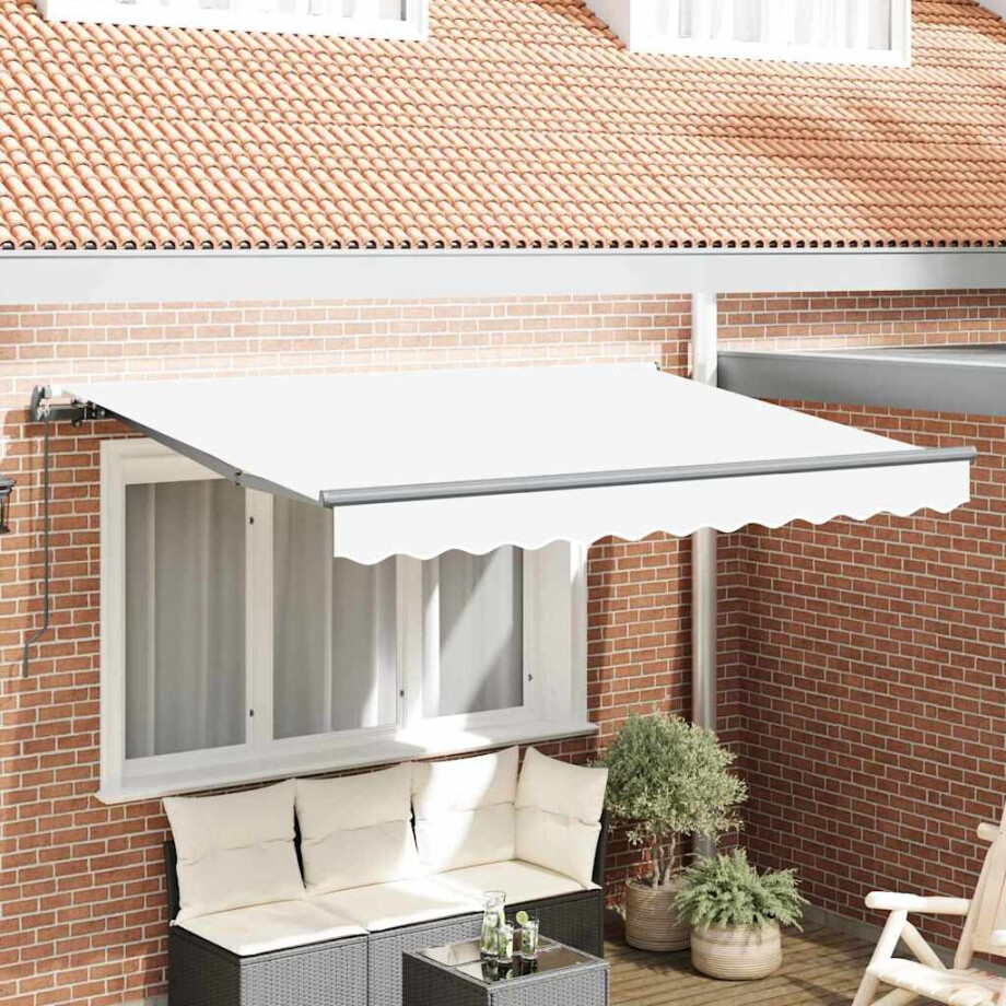 vidaXL Inklapbaar Zonnescherm Wit 300 x 200 cm Stof vidaXL Inklapbaar Zonnescherm Wit 300 x 200 cm Stof afbeelding 1