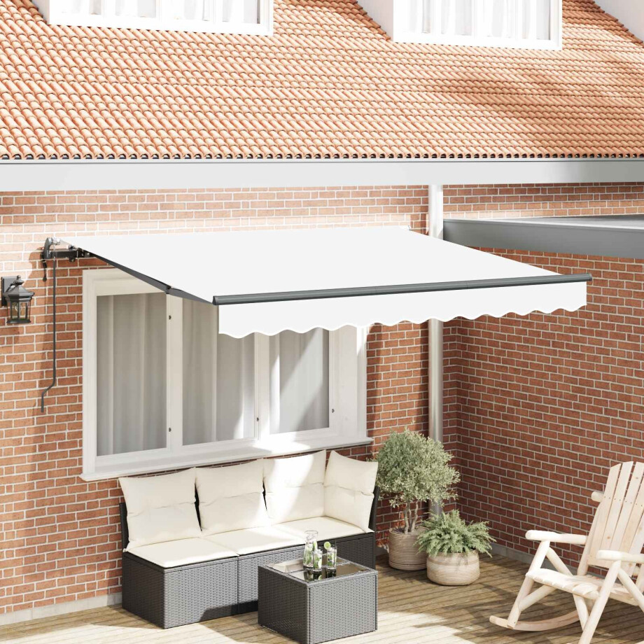 vidaXL Inklapbaar Zonnescherm Wit 300 x 200 cm Stof vidaXL Inklapbaar Zonnescherm Wit 300 x 200 cm Stof afbeelding 1