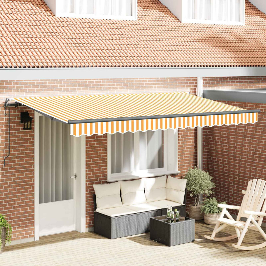 vidaXL Inklapbaar Zonnescherm Geel 350 x 200 cm Stof vidaXL Inklapbaar Zonnescherm Geel 350 x 200 cm Stof afbeelding 1