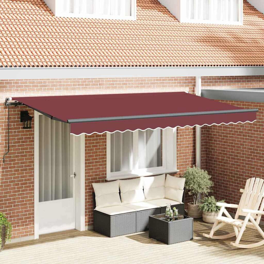 vidaXL Inklapbaar Zonnescherm Bordeauxrood 350 x 200 cm Stof vidaXL Inklapbaar Zonnescherm Bordeauxrood 350 x 200 cm Stof afbeelding 1