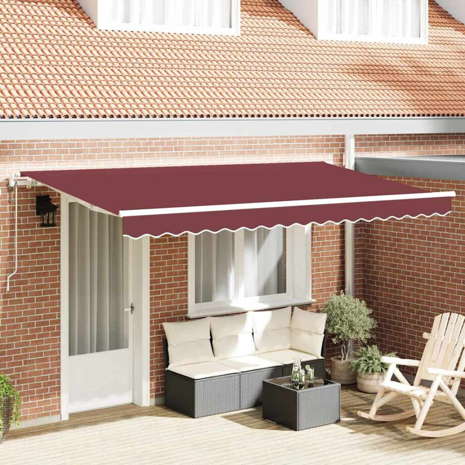vidaXL Inklapbaar Zonnescherm Bordeauxrood 350 x 200 cm Stof vidaXL Inklapbaar Zonnescherm Bordeauxrood 350 x 200 cm Stof afbeelding 1