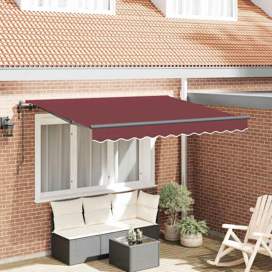 vidaXL Inklapbaar Zonnescherm Bordeauxrood 350 x 200 cm Stof vidaXL Inklapbaar Zonnescherm Bordeauxrood 350 x 200 cm Stof afbeelding 1