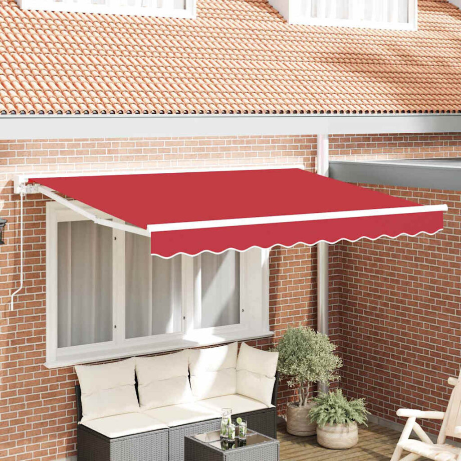 vidaXL Inklapbaar Zonnescherm Rood 350 x 200 cm Polyester en Metaal afbeelding 1