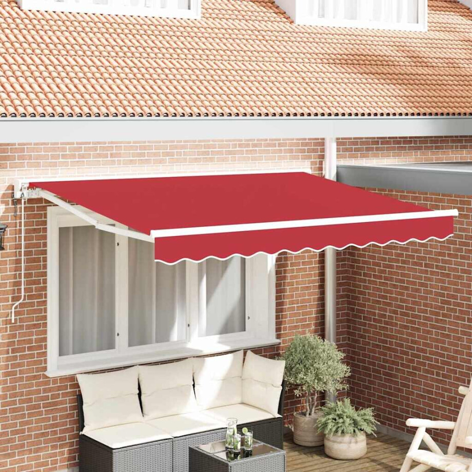 vidaXL Inklapbaar Zonnescherm Rood 350 x 200 cm Polyester en Metaal afbeelding 1