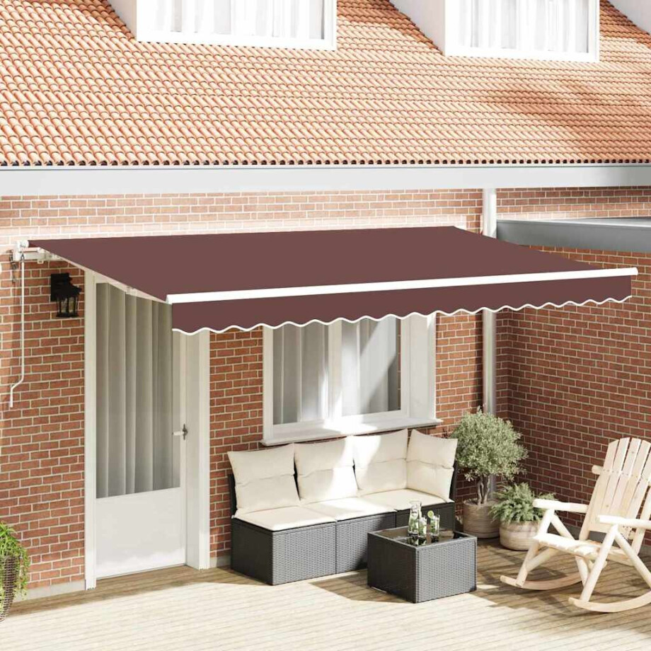 vidaXL Inklapbaar Zonnescherm Bruin 400 x 200 cm Stof afbeelding 1