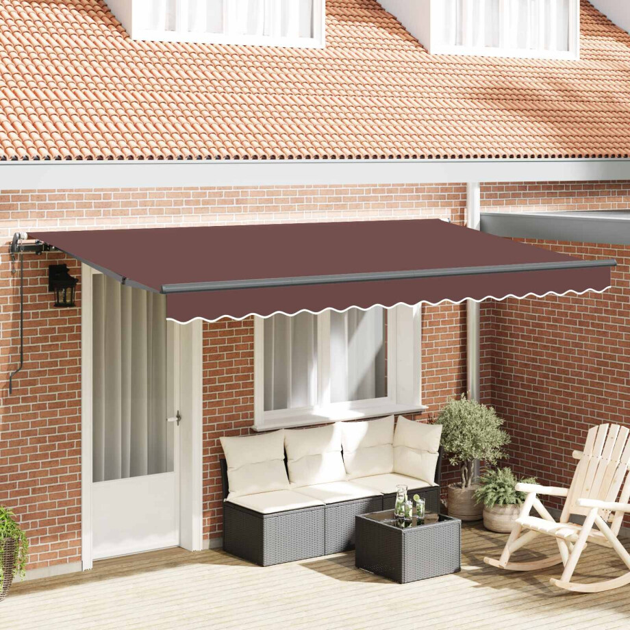 vidaXL Inklapbaar Zonnescherm Bruin 400 x 200 cm Stof afbeelding 1