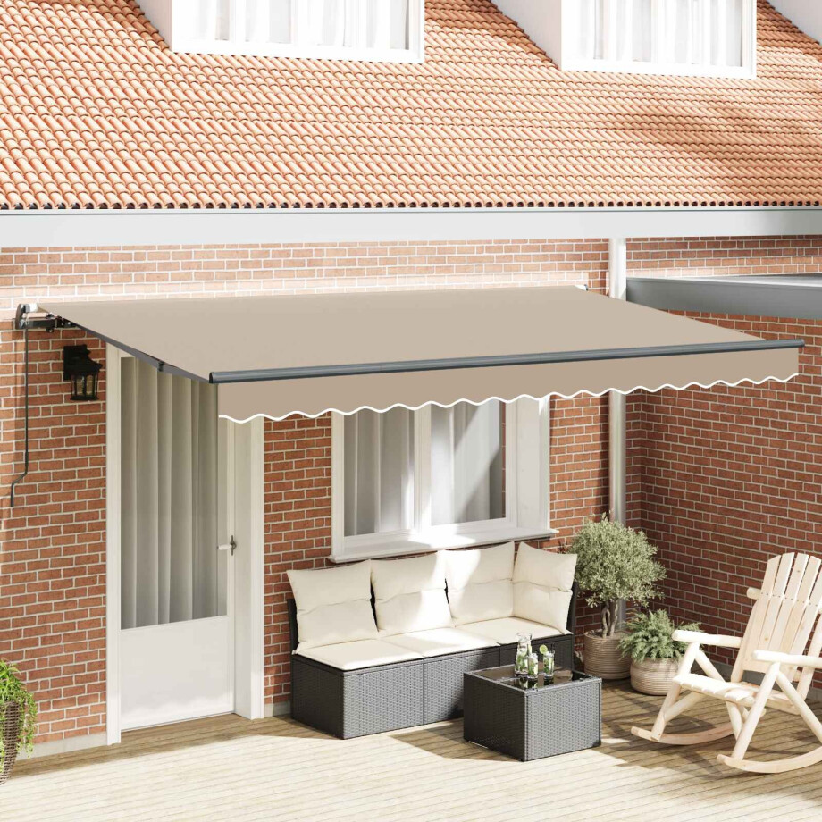 vidaXL Inklapbaar Zonnescherm Beige 400 x 200 cm Stof afbeelding 1