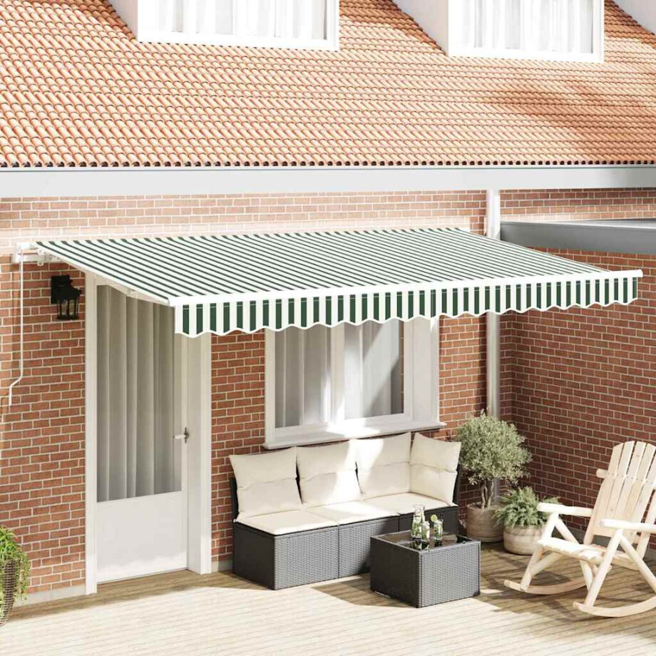 vidaXL Inklapbaar Zonnescherm Groen 400 x 200 cm Stof afbeelding 1