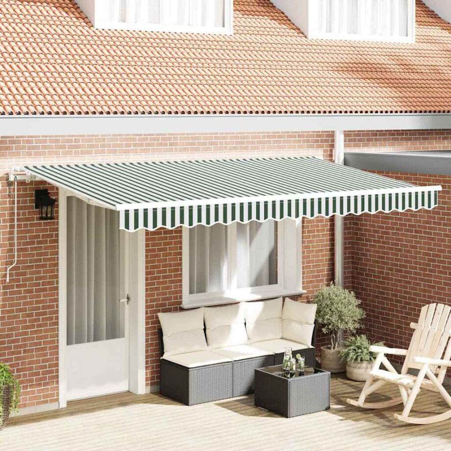 vidaXL Inklapbaar Zonnescherm Groen 400 x 200 cm Stof afbeelding 1