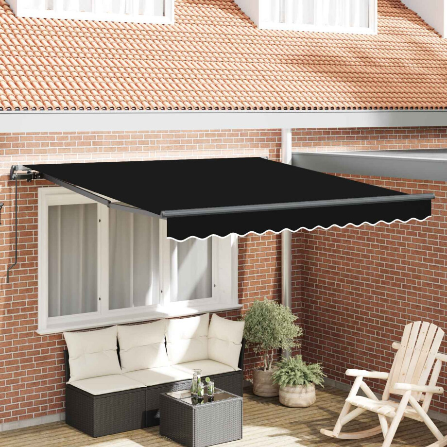 vidaXL Inklapbaar Zonnescherm Zwart 300 x 250 cm Polyester en staal afbeelding 1