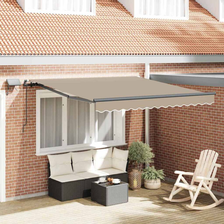vidaXL Inklapbaar Zonnescherm Beige 300 x 250 cm Stof afbeelding 1