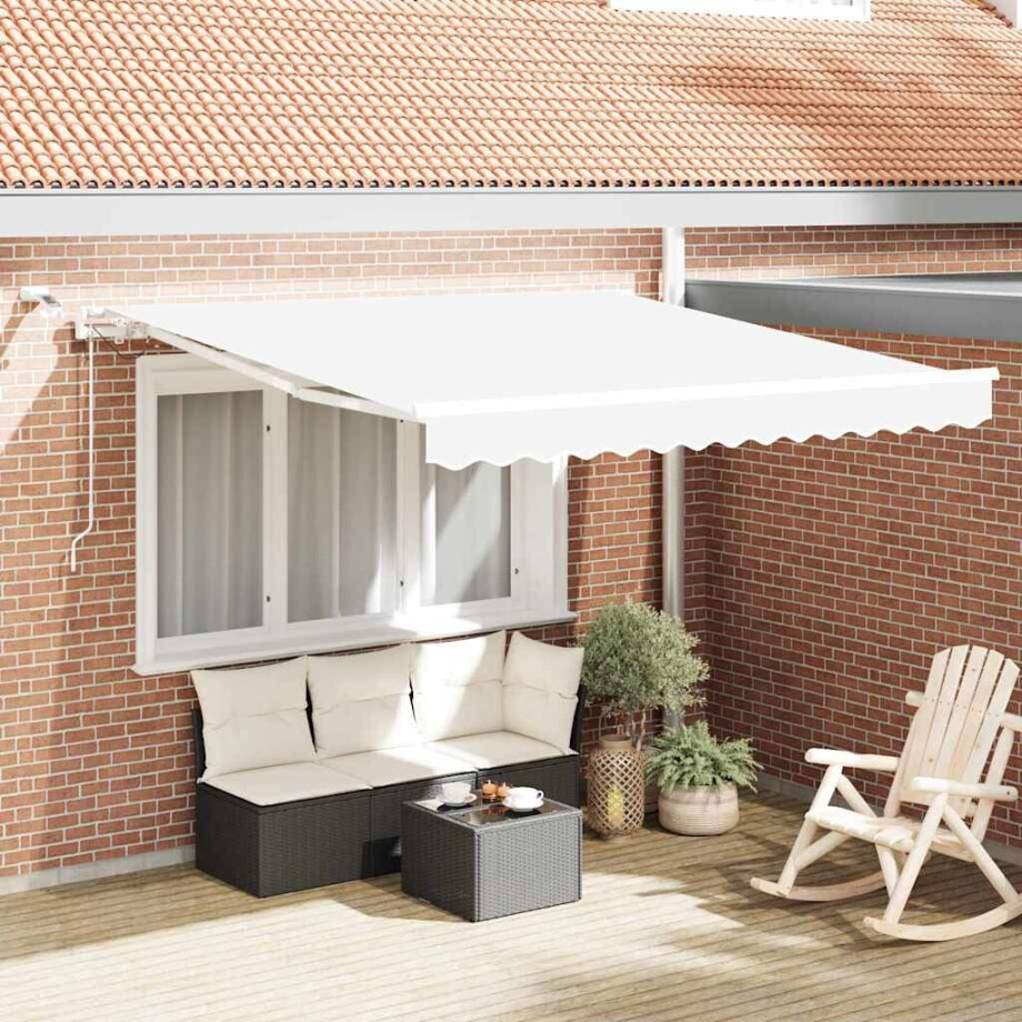 vidaXL Inklapbaar Zonnescherm Wit 300 x 250 cm Polyester en Metaal afbeelding 1