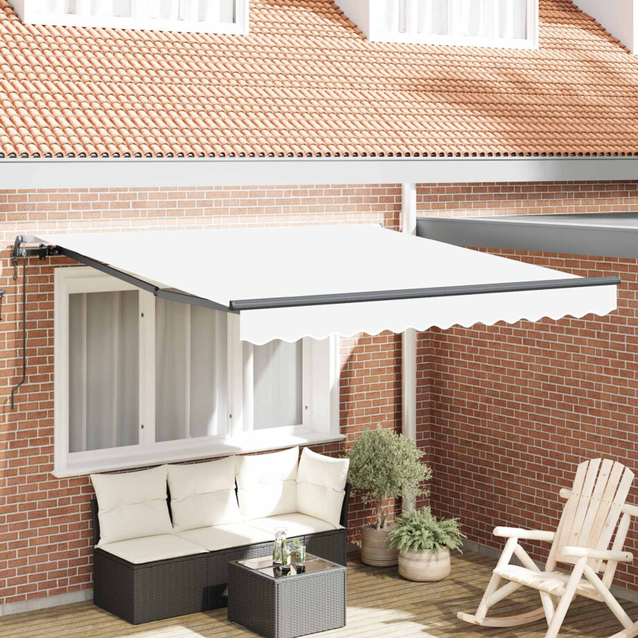 vidaXL Inklapbaar Zonnescherm Wit 300 x 250 cm Stof en Aluminium afbeelding 1