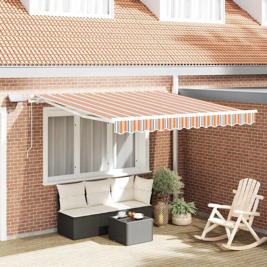 vidaXL Inklapbaar Zonnescherm Multikleur 350 x 250 cm Stof en Staal afbeelding 1