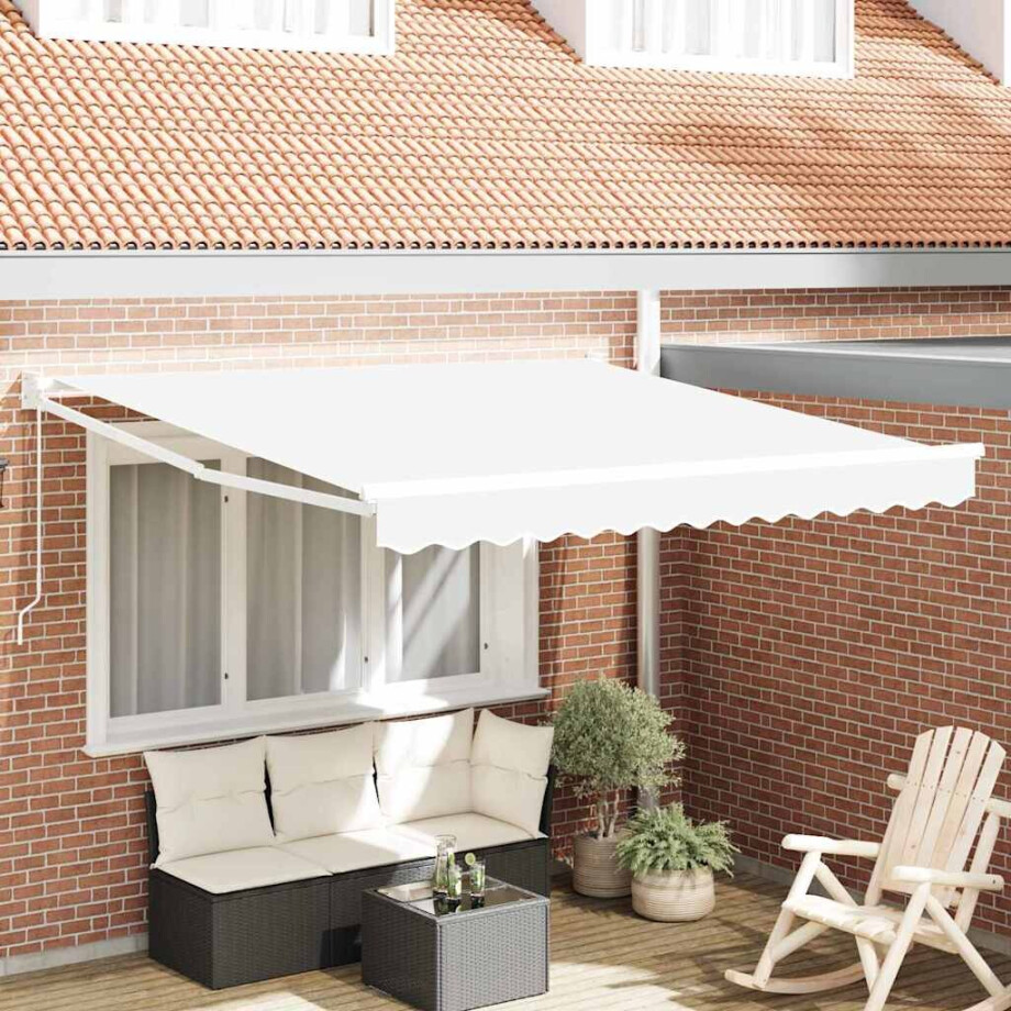 vidaXL Inklapbaar Zonnescherm Wit 350 x 250 cm Polyester en Aluminium afbeelding 1