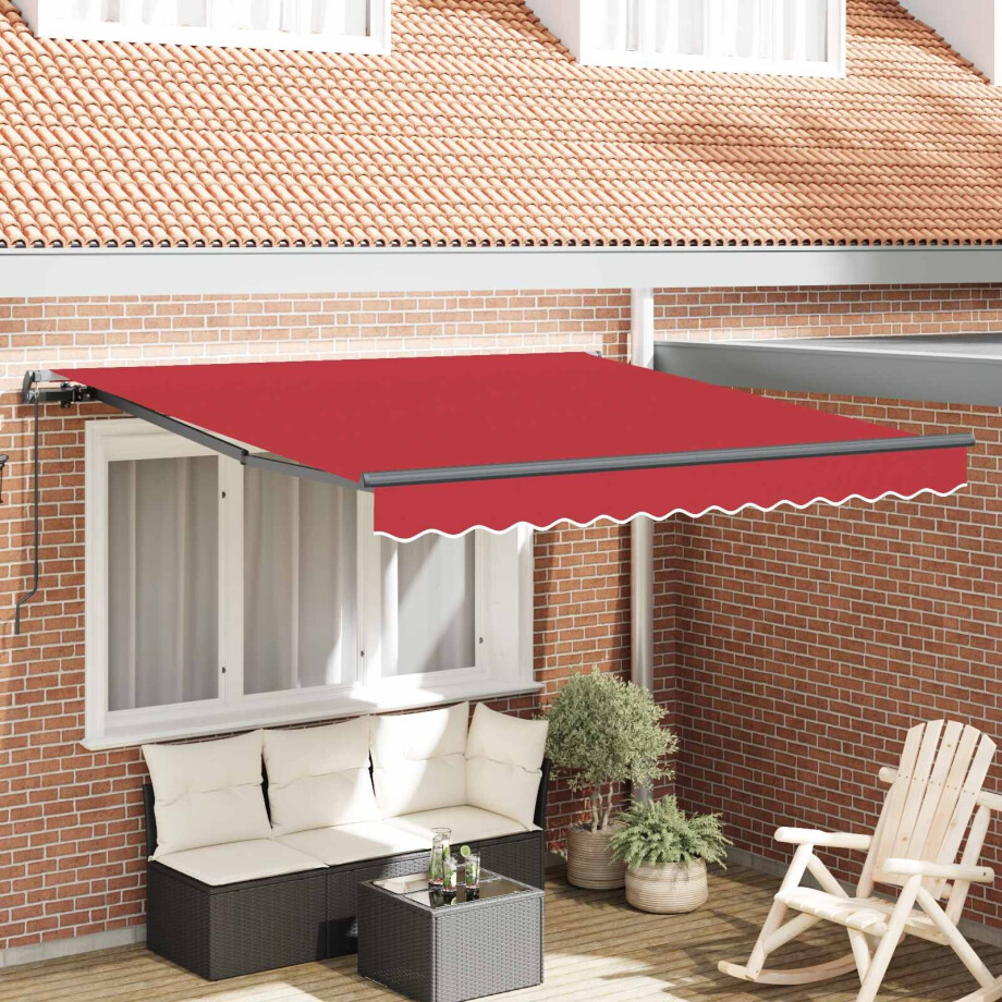 vidaXL Inklapbaar Zonnescherm Rood 350 x 250 cm Polyester en staal afbeelding 1