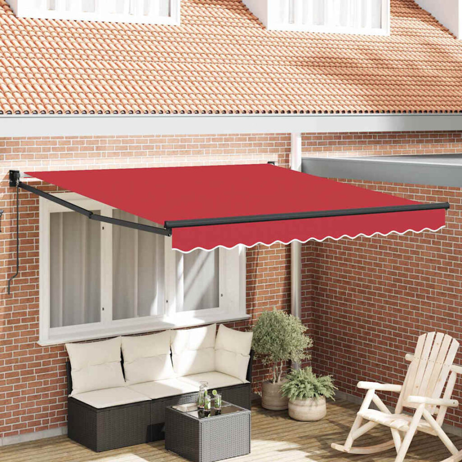 vidaXL Inklapbaar Zonnescherm Rood 350 x 250 cm Stof afbeelding 1