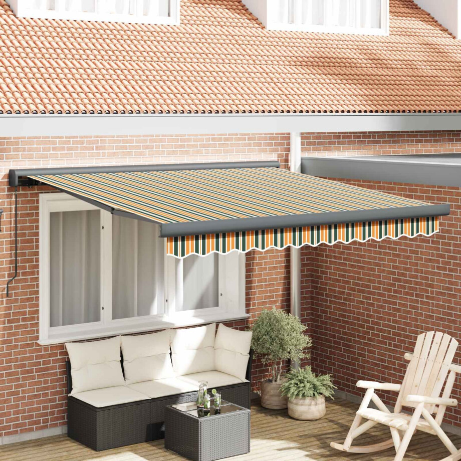 vidaXL Inklapbaar Zonnescherm Multikleur 350 x 250 cm Stof en Metaal afbeelding 1