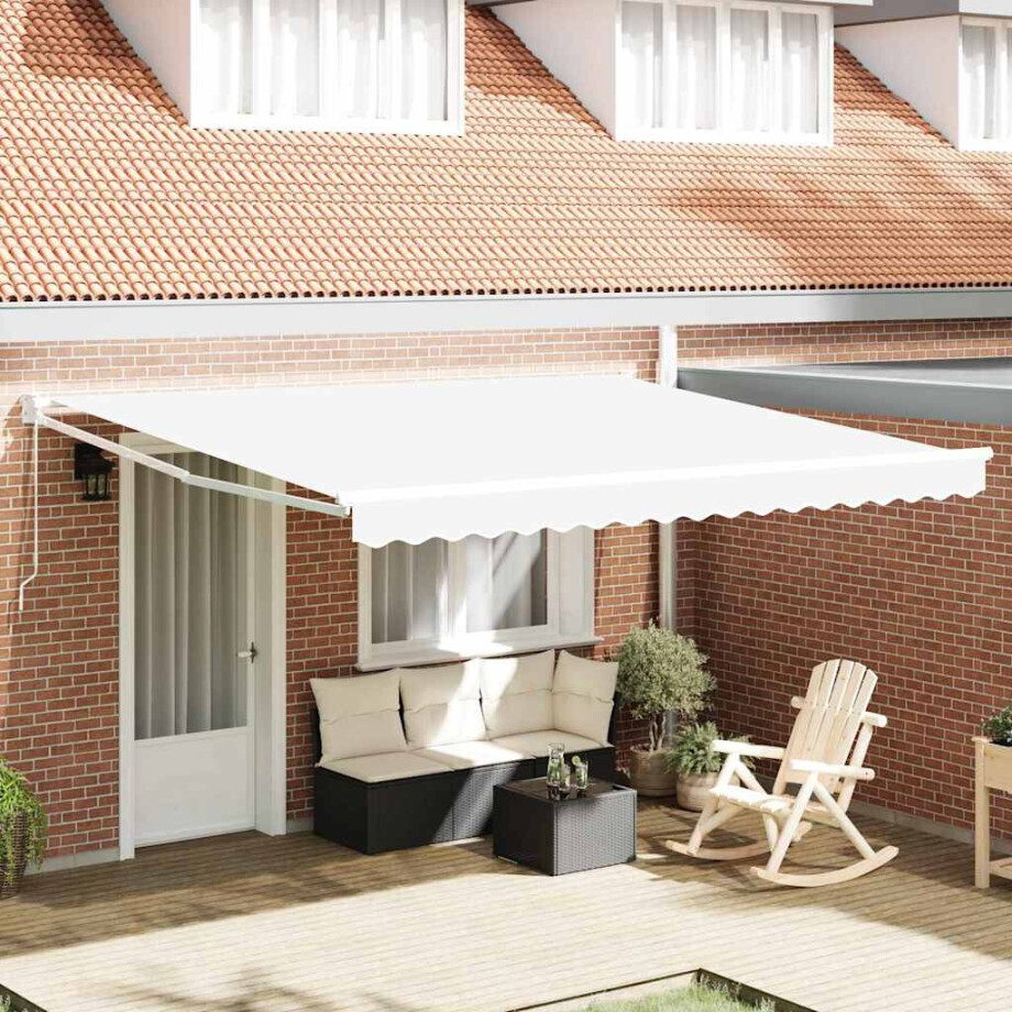 vidaXL Inklapbaar Zonnescherm Wit 400 × 300 cm Polyester en Aluminium afbeelding 1