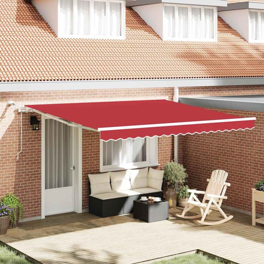 vidaXL Inklapbaar Zonnescherm Rood 400 × 300 cm Polyester en Metaal afbeelding 1