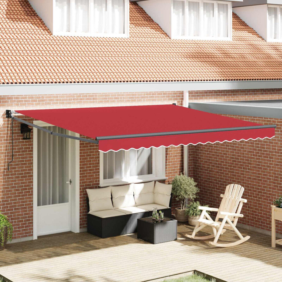 vidaXL Inklapbaar Zonnescherm Rood 400 × 300 cm Polyester en Aluminium afbeelding 1