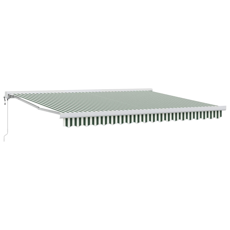vidaXL Inklapbaar Zonnescherm Groen en Wit 400 × 300 cm Stof en Metaal afbeelding 1