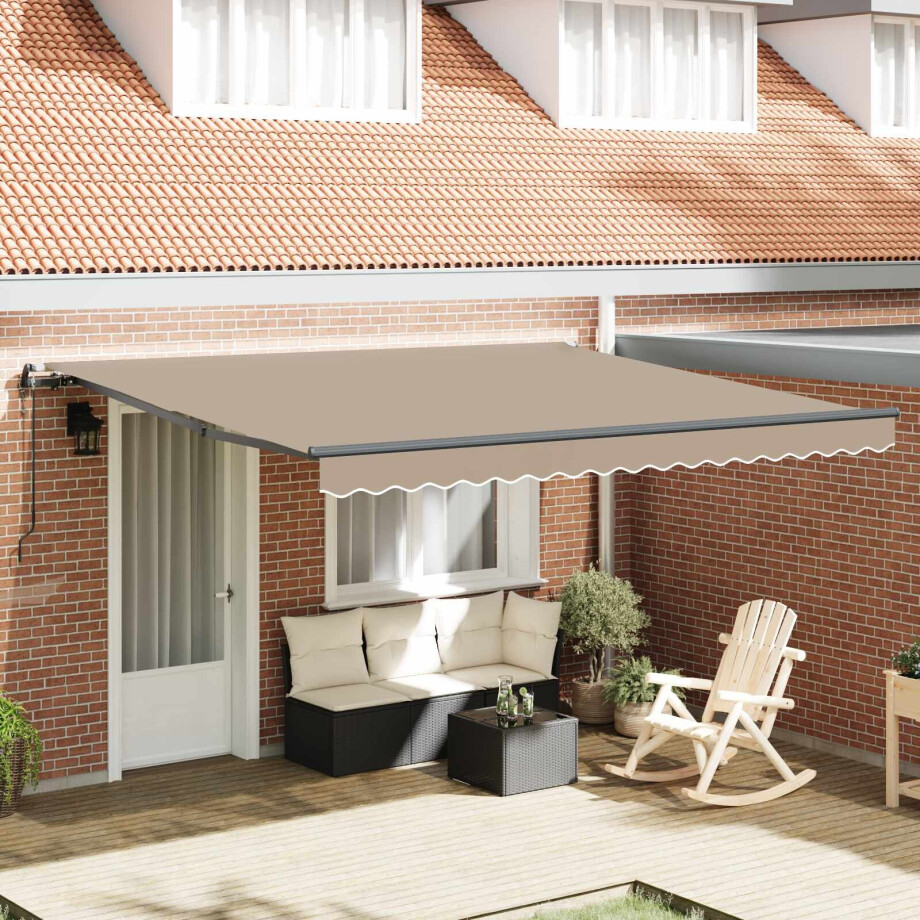 vidaXL Inklapbaar Zonnescherm Beige 400 × 350 cm Stof en Aluminium afbeelding 1