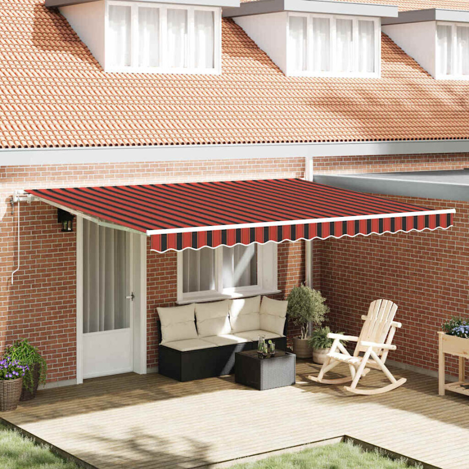 vidaXL Inklapbaar Zonnescherm Oranje en bruin 450 × 350 cm Stof afbeelding 1