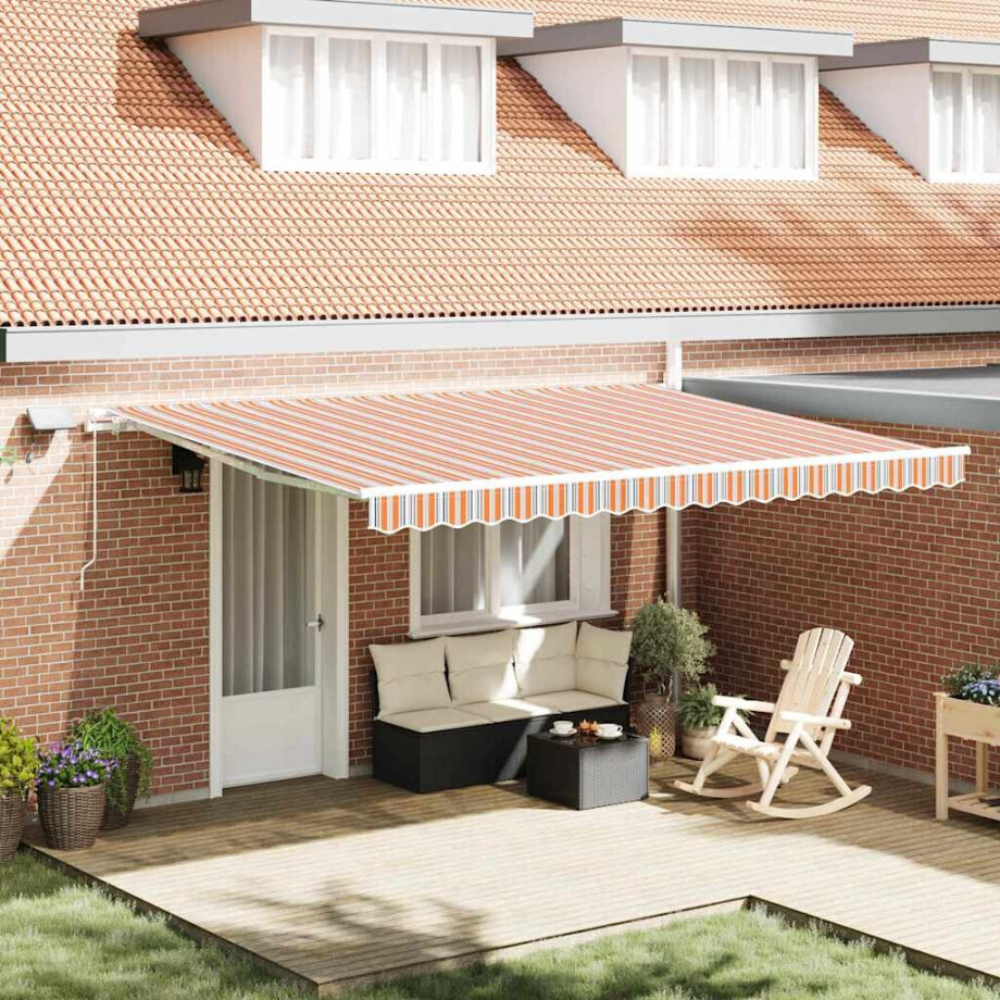 vidaXL Inklapbaar Zonnescherm Multikleur 450 × 350 cm Stof en Staal vidaXL Inklapbaar Zonnescherm Multikleur 450 × 350 cm Stof en Staal afbeelding 1