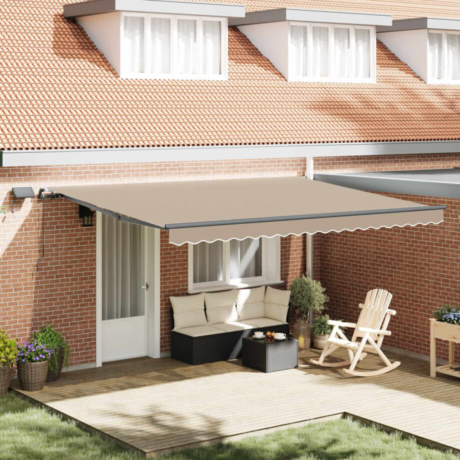 vidaXL Inklapbaar Zonnescherm Beige 450 ×350 cm Stof afbeelding 1