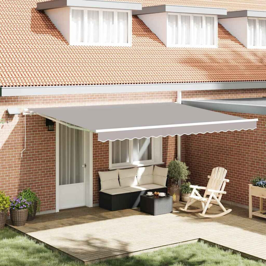 vidaXL Inklapbaar Zonnescherm Lichtgrijs 450 × 350 cm Stof en Staal vidaXL Inklapbaar Zonnescherm Lichtgrijs 450 × 350 cm Stof en Staal afbeelding 1